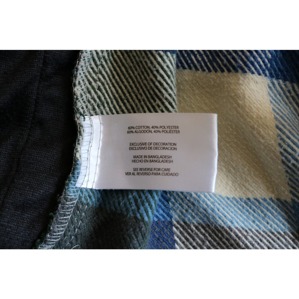 ORVIS Mens Medium Blue Green Plaid Flannel Shirt Long Sleeve Button Down Flap - Picture 13 of 16